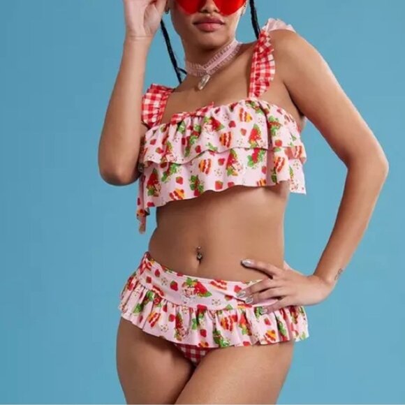 Strawberry Shortcake ruffle gingham bikini ~ XS ~ NWT - Picture 1 of 12